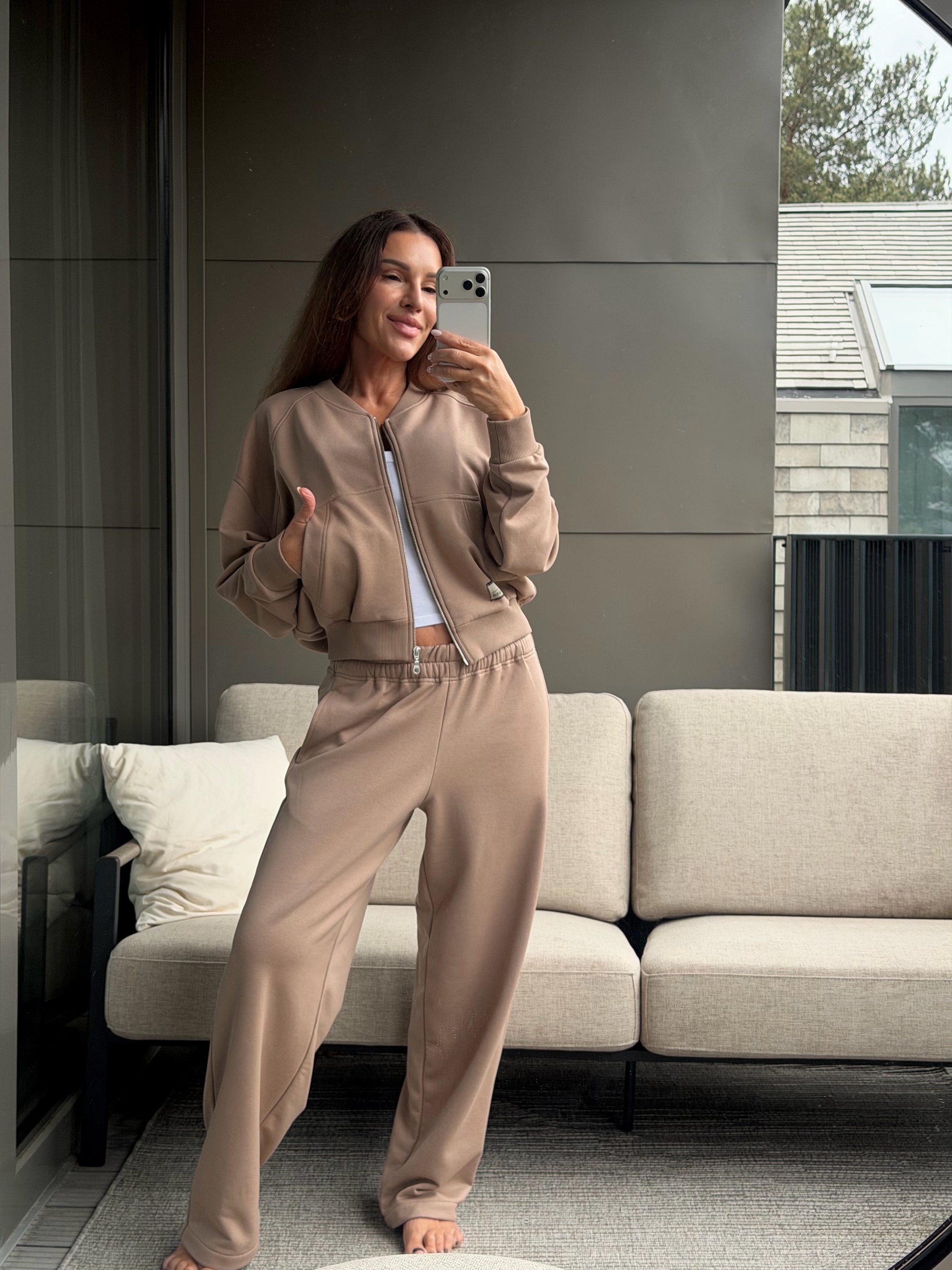 SUMMER zip up sweatshirt and loose fit pants – pudrinė